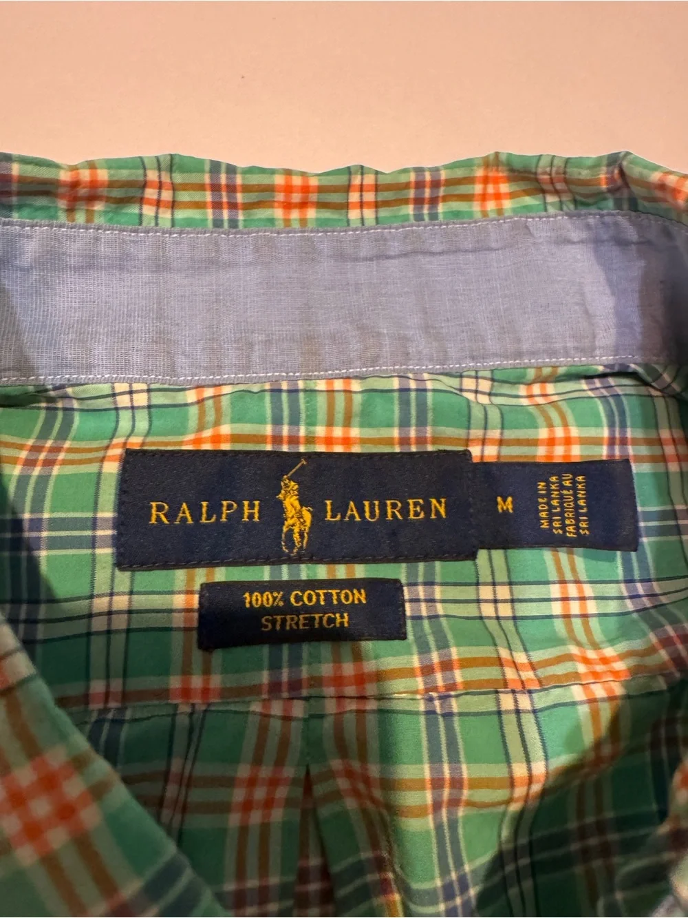 Ralph Lauren Cotton Stretch Long Sleeve Green Dress Shirt Button Down Medium Men